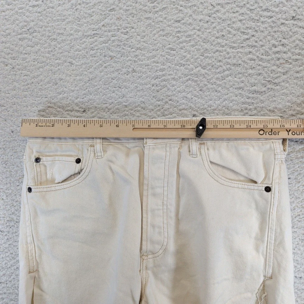 We The Free People Cream High Rise Cutoff Denim Shorts Size 27 Button Fly Casual